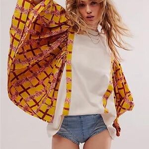 Free People Dramatic Flutter Sleeve Top Boho Chic